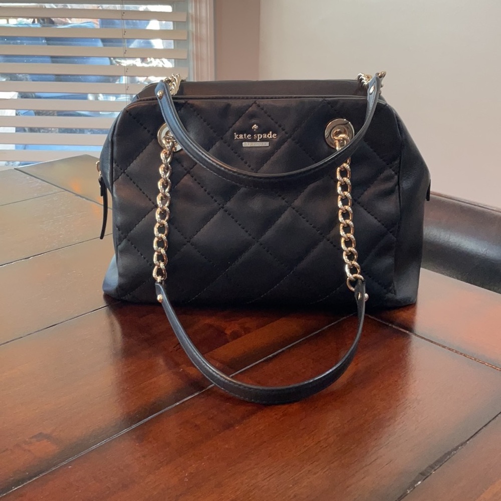 Beautiful and very classy black quilted leather Kate Spade hand bag!